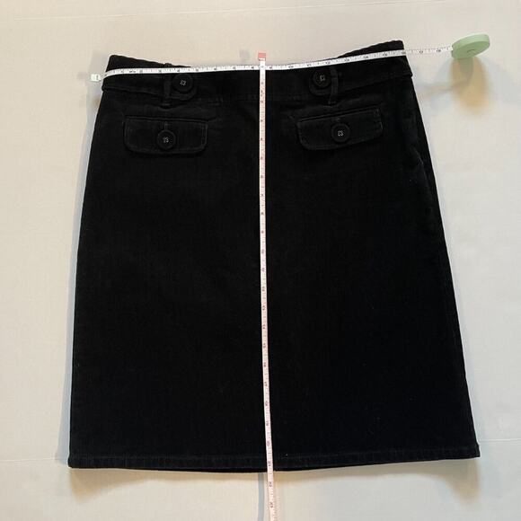 Ann Taylor Black Corduroy A Line Skirt, Front Button Pockets, Preppy, Size 8 - Picture 7 of 9